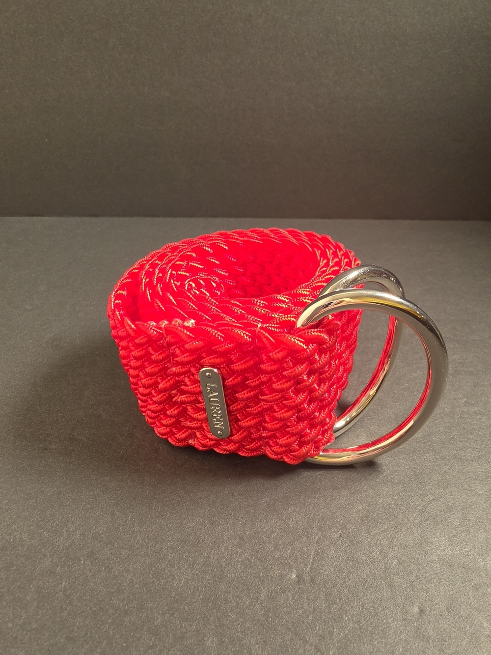 Lauren Ralph Lauren Red Braided Double-Ring Belt